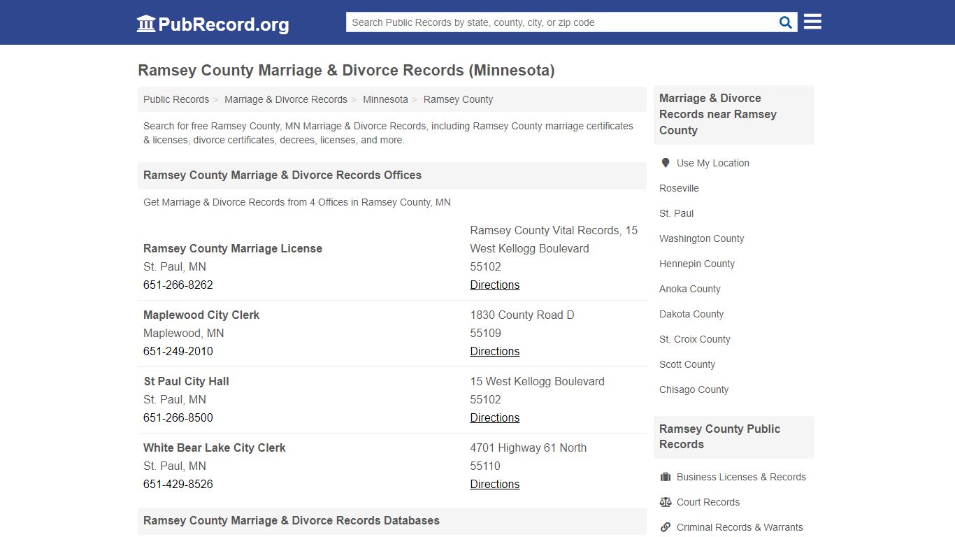 Ramsey County Marriage & Divorce Records (Minnesota)