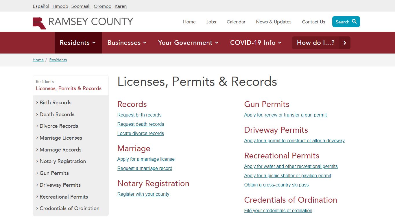 Licenses, Permits & Records | Ramsey County